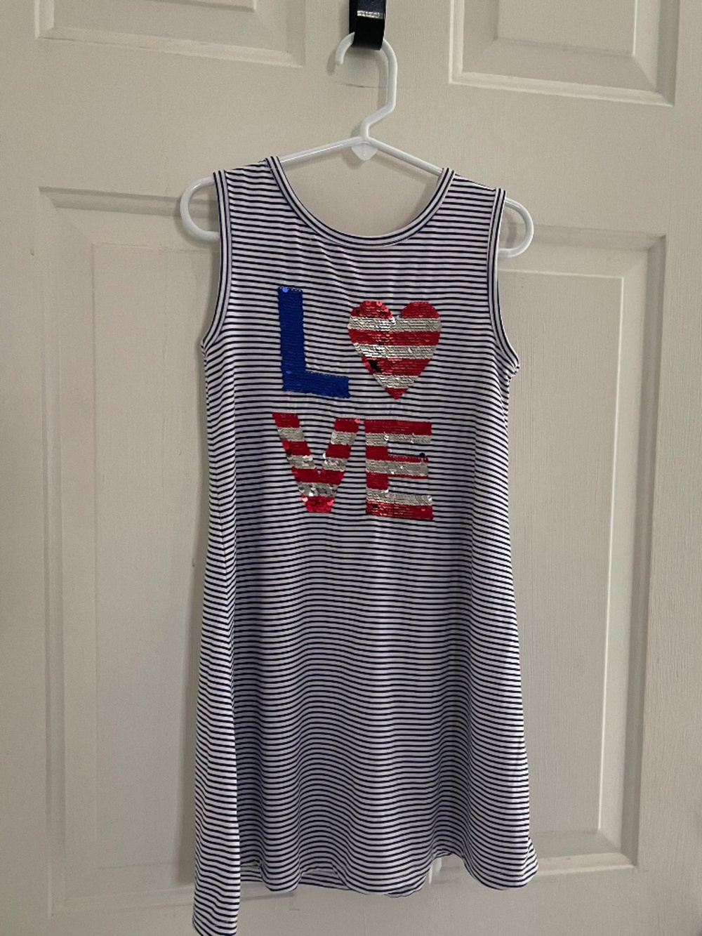 Btween Girls Patriotic Dress with "LOVE" Flip Sequins